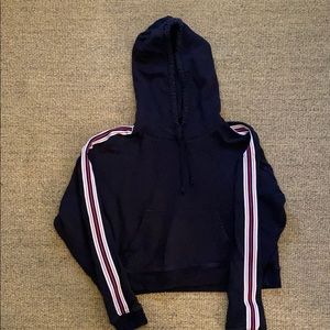 Black Cropped Hoodie Sweatshirt